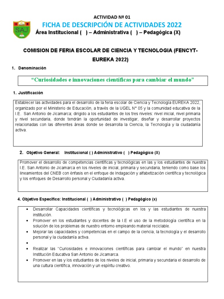 Feria Ciencia y Tecnología EUREKA 2022 | PDF | Aprendizaje