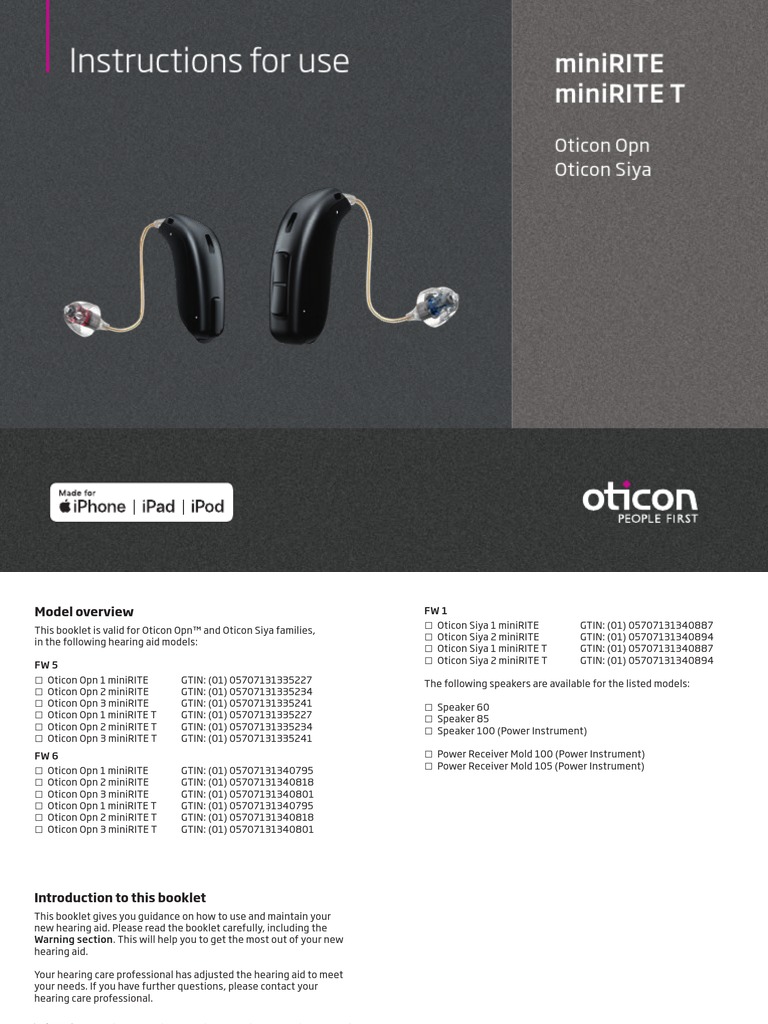 188861us Ifu Opn123 Siya12 Minirite MiniriteT PDF Hearing Aid Tinnitus