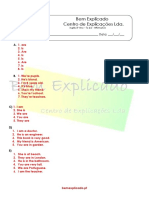 1.14 Ficha de Trabalho - Verb To Be - Affirmative (1) - Soluções TO BE Miguel Soluçoes PDF