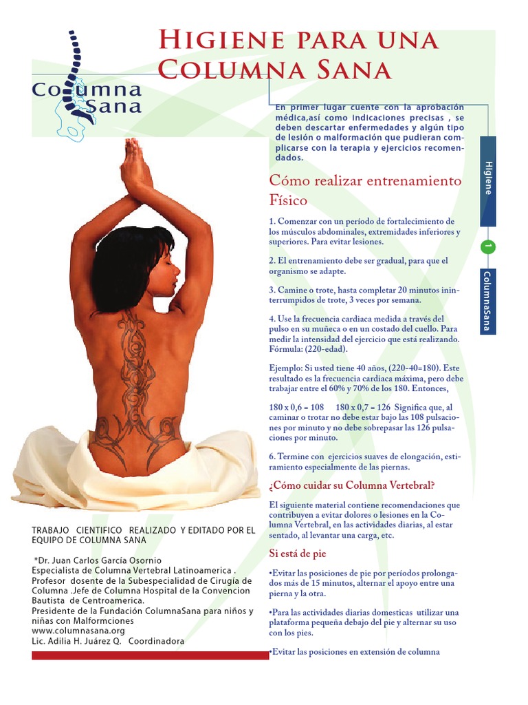 Higiene y Cuidado de la Columna | PDF | Hombro | La columna vertebral