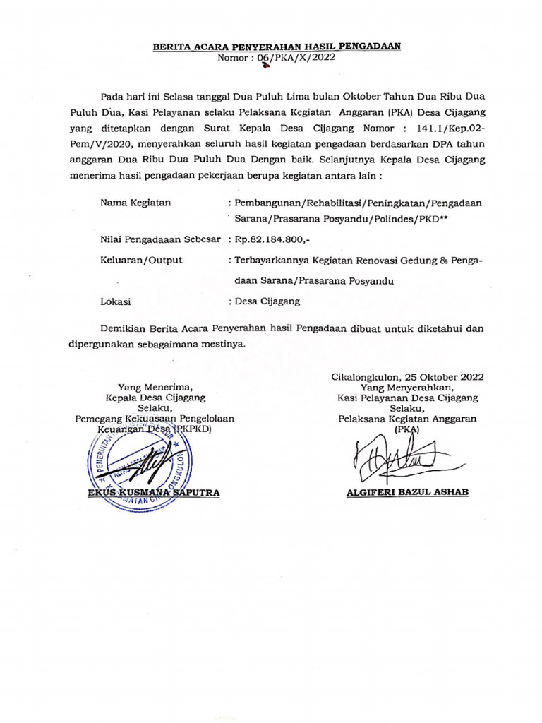 Renovasi Gedung Posyandu | PDF