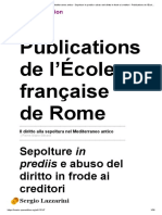 LAZZARINI Sepolture in Prediis e Abuso Del Diritto in Frode Ai Creditori