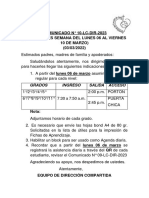 Comunicado N 10lcdir2023 Indicaciones Semana Del Lunes 06 Al Viernes 10 de Marzo