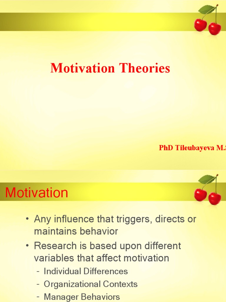 Motivation Theories Pdf Motivational Motivation
