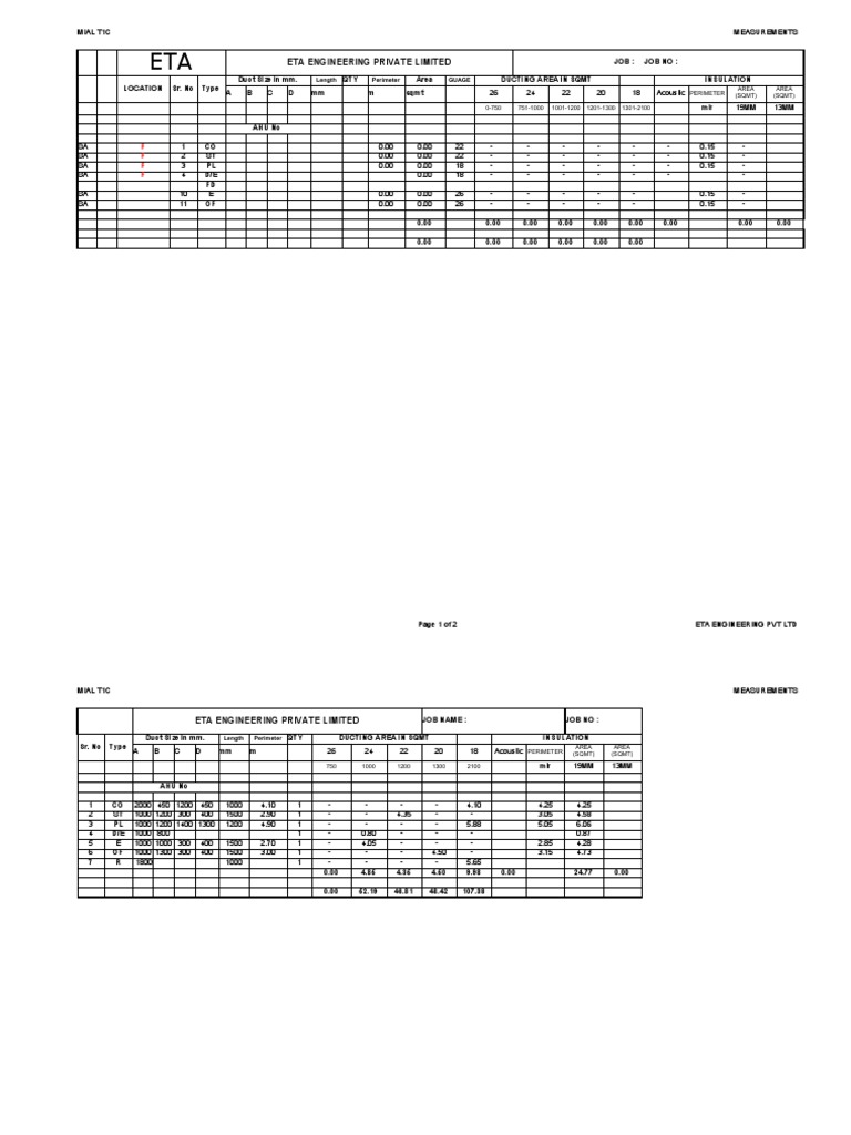 Ducting Measurement PDF