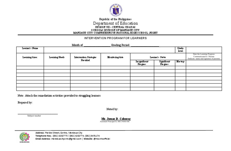 Mandaue City Night Learners' Intervention Program | PDF | Education ...