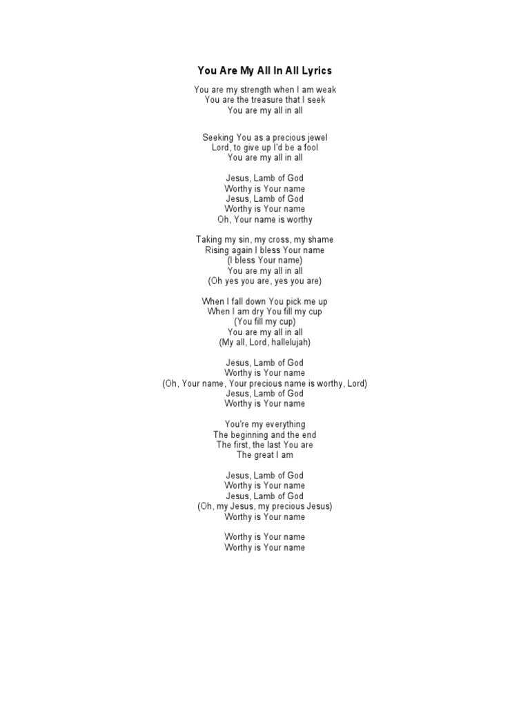You are my all in all lyrics pdf