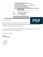 NOTICE - Close of Snooker Room For Maintenance Work - pdf0000024155-1