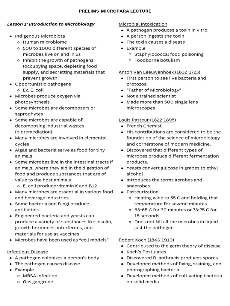 Prelims Micropara Lec | PDF | Virus | Cell (Biology)