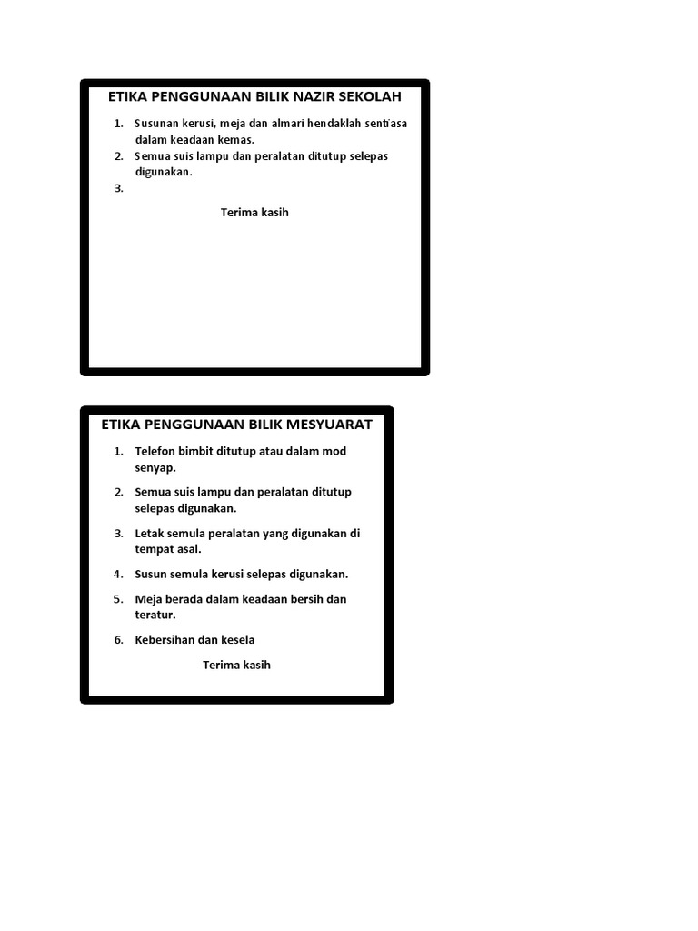 Etika Penggunaan Bilik | PDF