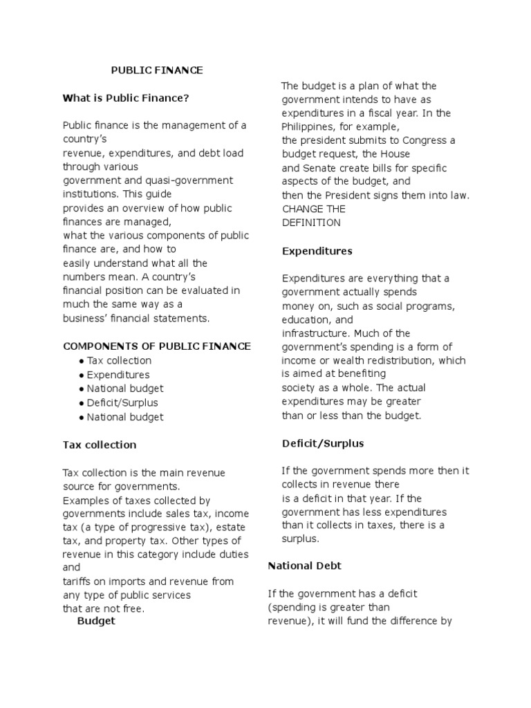 Public Finance Notes PDF Taxes Direct Tax