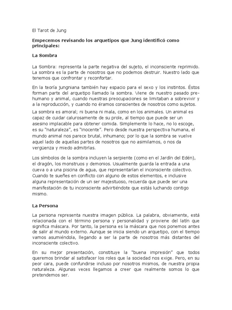 Arquetipos de Jung en el Tarot | PDF | Carl Jung | Sombra (psicología)