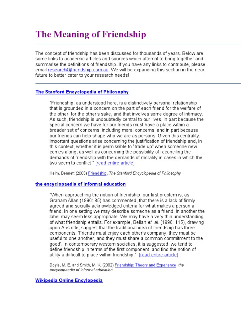 The Meaning of Friendship | PDF | Friendship | Interpersonal Relationships