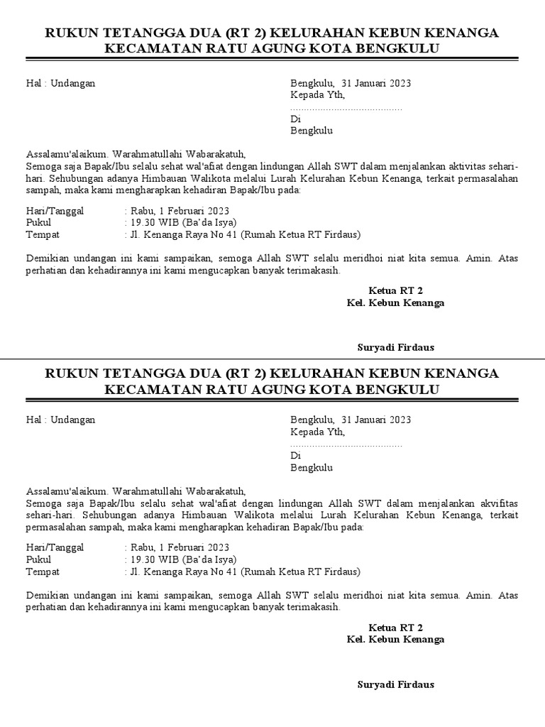 Undangan RT | PDF