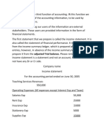 Accounting summaries and income statements