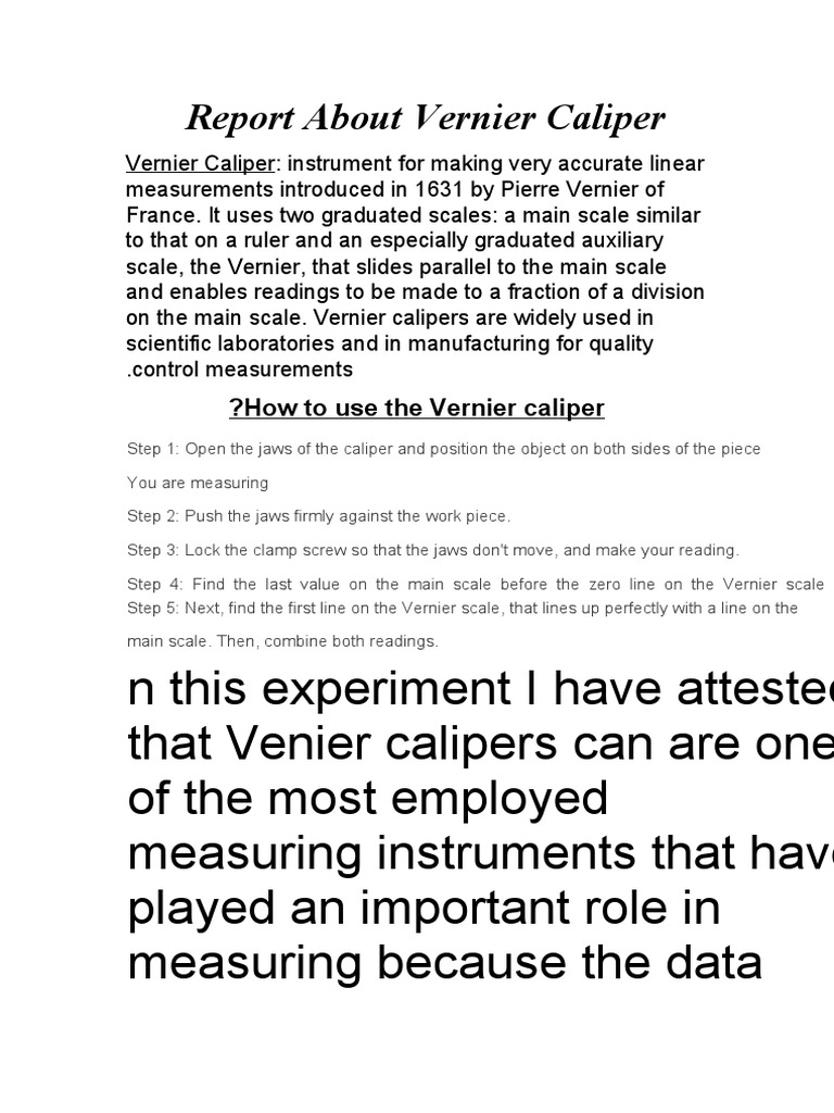 Report About Vernier Caliper جاهز PDF