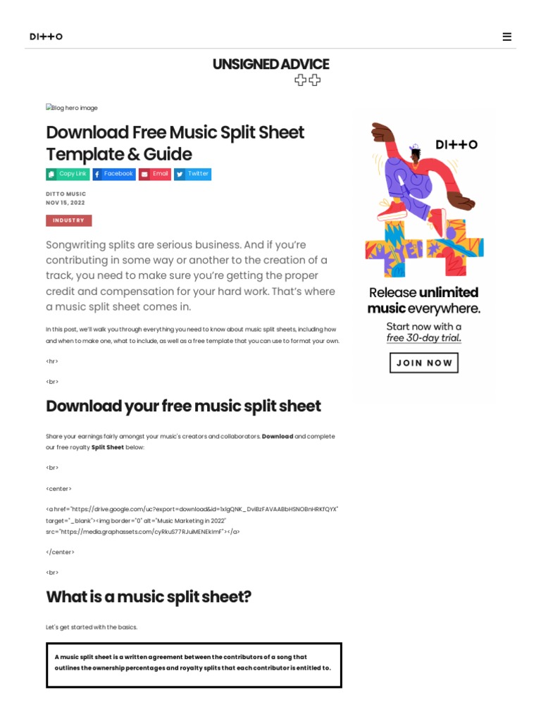 Dittomusic Com en Blog Download Free Music Split Sheet Template and ...