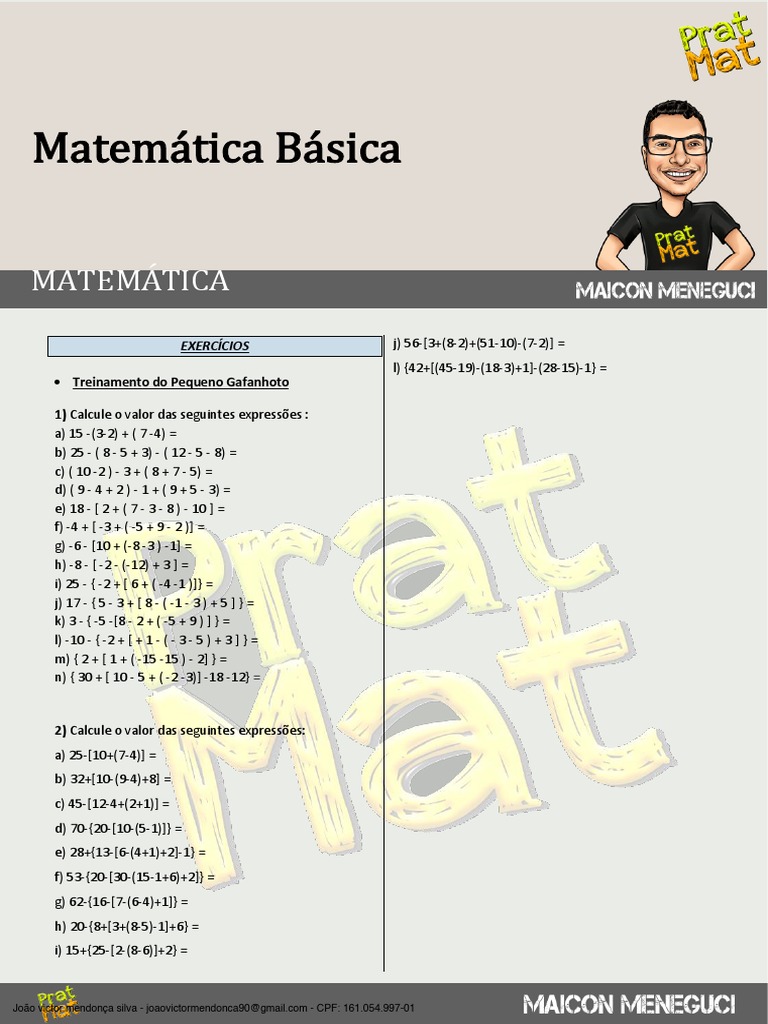 Exercícios de Matemática Básica | PDF
