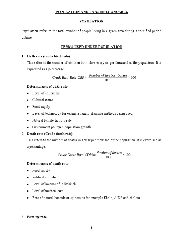 Population and Labour Economics Overview | PDF | Cost Of Living ...