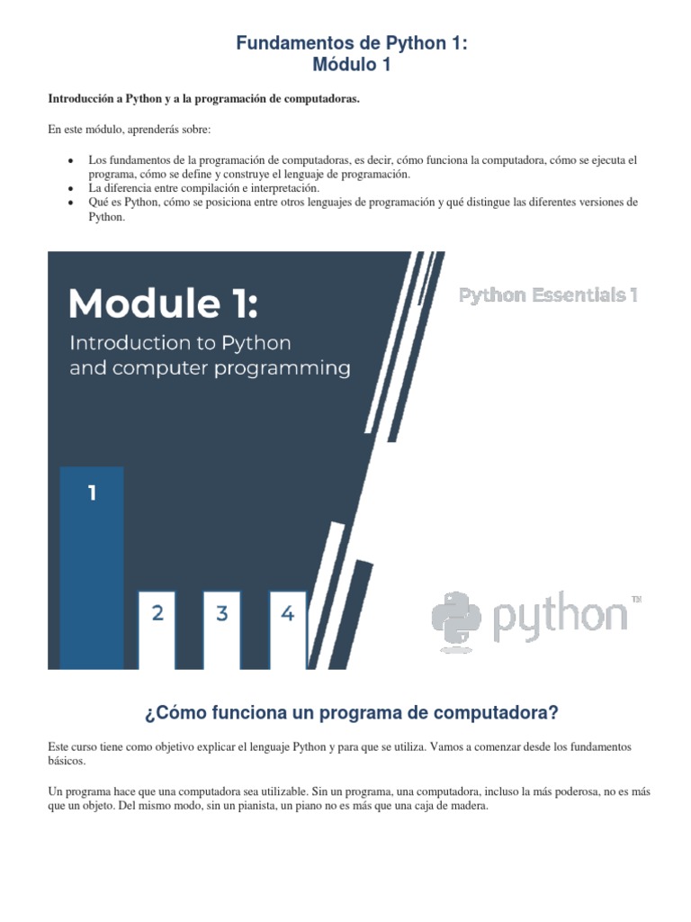 Módulo 1 - Introducción A Python y A La Programación de Computadora ...