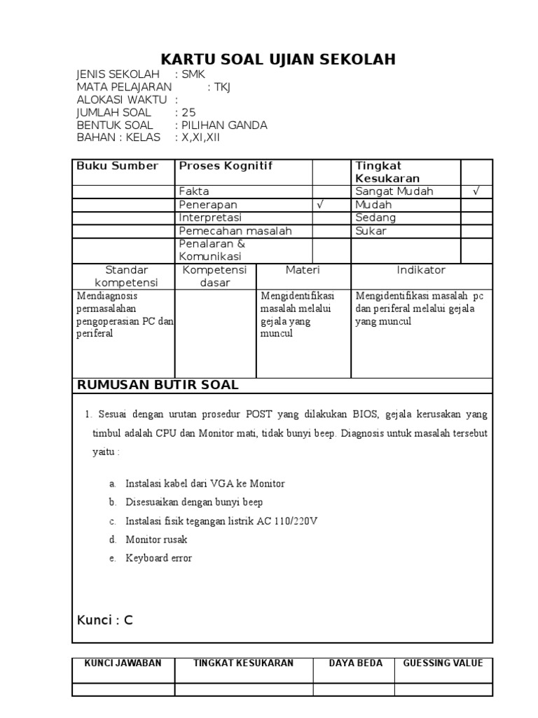 Soal Usbn Smk Tkj2018 Dan Pembahasan Materi