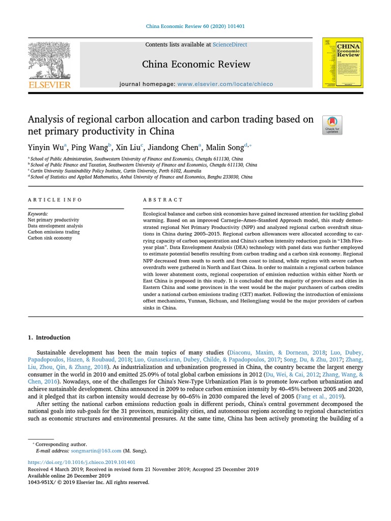 Analysis of Regional Carbon Allocation and Carbon Trading Based On Net ...