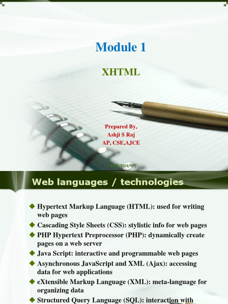XHTML Basics and Syntax Overview | PDF | Html Element | Html