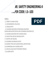 Subject Name: Safety Engineering-Ii PAPER CODE: I.S - 103: Topics