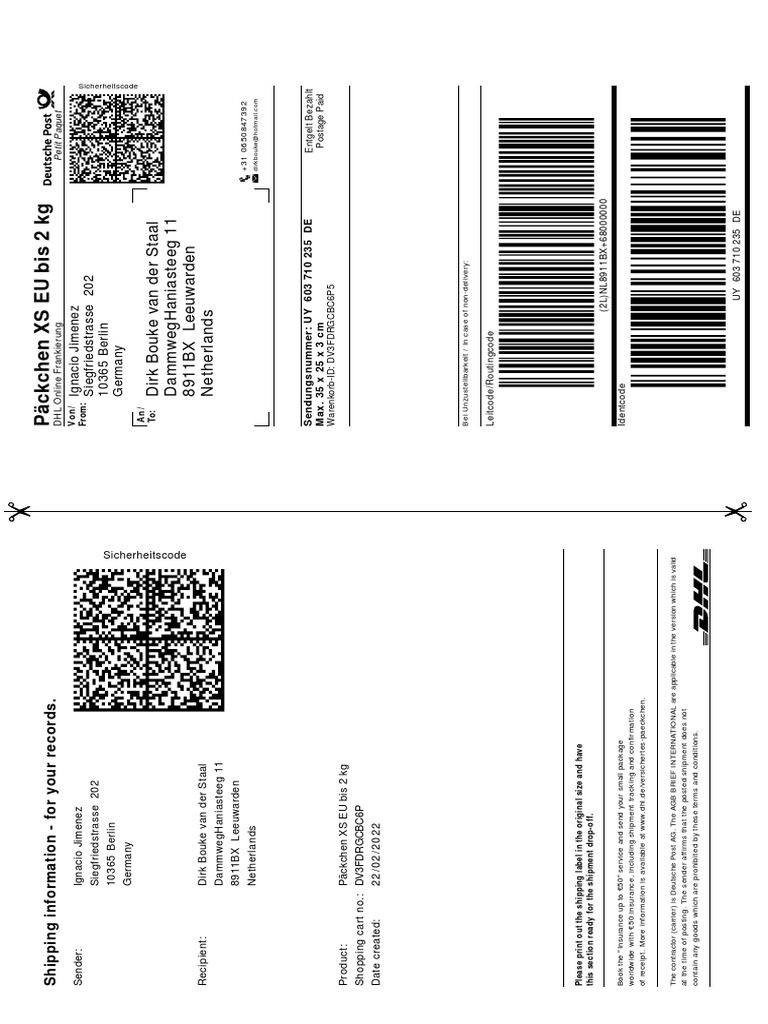 DHL XS EU Shipping Label Info | PDF | Consumer Goods | Public Services