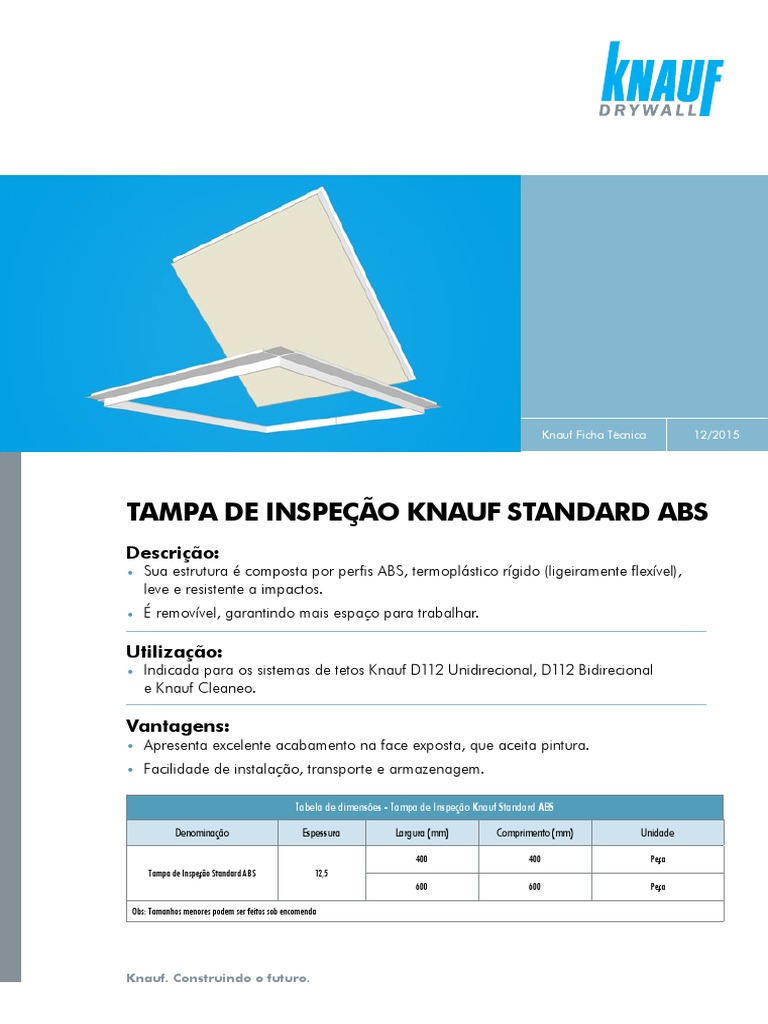 Tampa de Inspeção ABS Knauf: Instalação e Vantagens | PDF