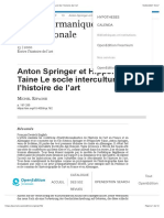 Anton Springer Et Hippolyte Taine - Le Socle Interculturel de L'histoire de L'art