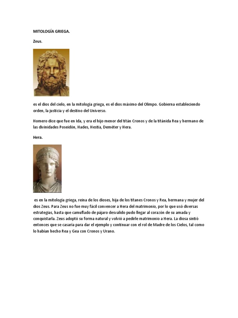 Dioses de Cada Mitologia | PDF | Hera | Doce olímpicos