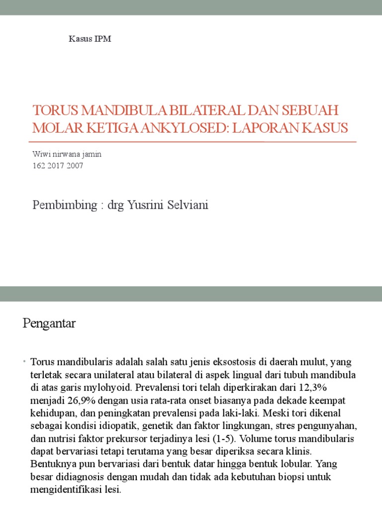 Torus Mandibularis Bilateral dan Kasus Ankilosis | PDF | Sains & Matematika