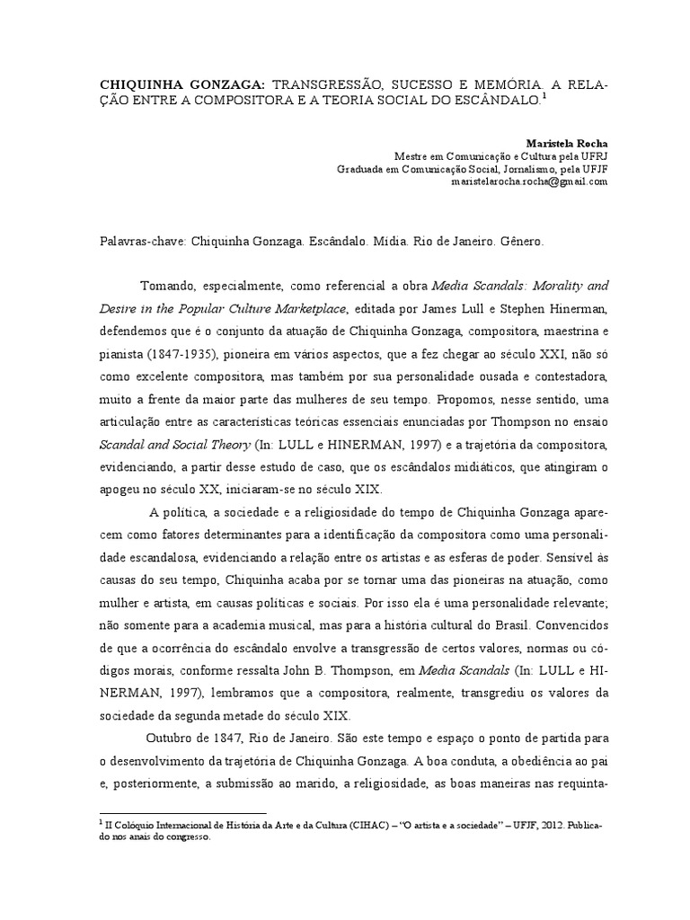 Chiquinha Gonzaga: Escândalo e Transgressão | PDF