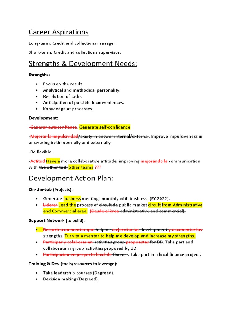 Career Aspirations English PDF