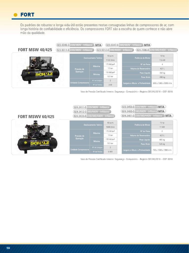 Pag 14 - Catalogo Compressor Fort MSWV 60 - 425 | PDF