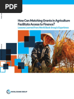 How Can Matching Grants in Agriculture Facilitate Access To Finance Lessons Learned From World Bank Group S Experience PDF