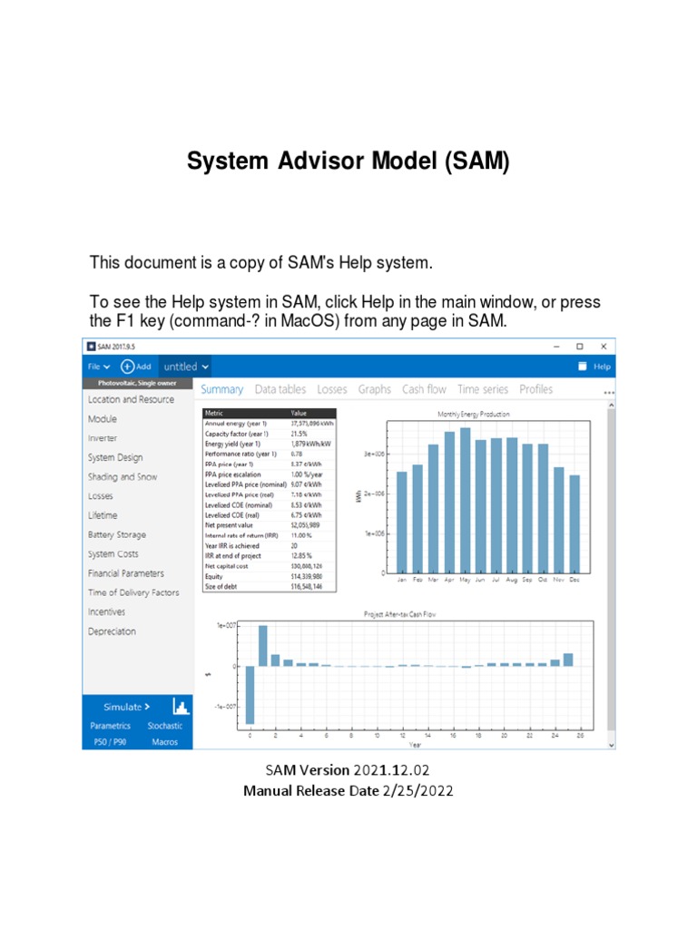 Sam Help 2021 12 02r1 | PDF | Solar Power | Photovoltaics