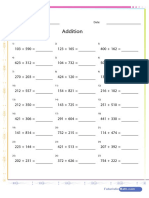 Addition Horizontally Arranged Numbers Worksheet