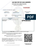 Certificado de Habilitación UMSA Carrera Adm. Empresas