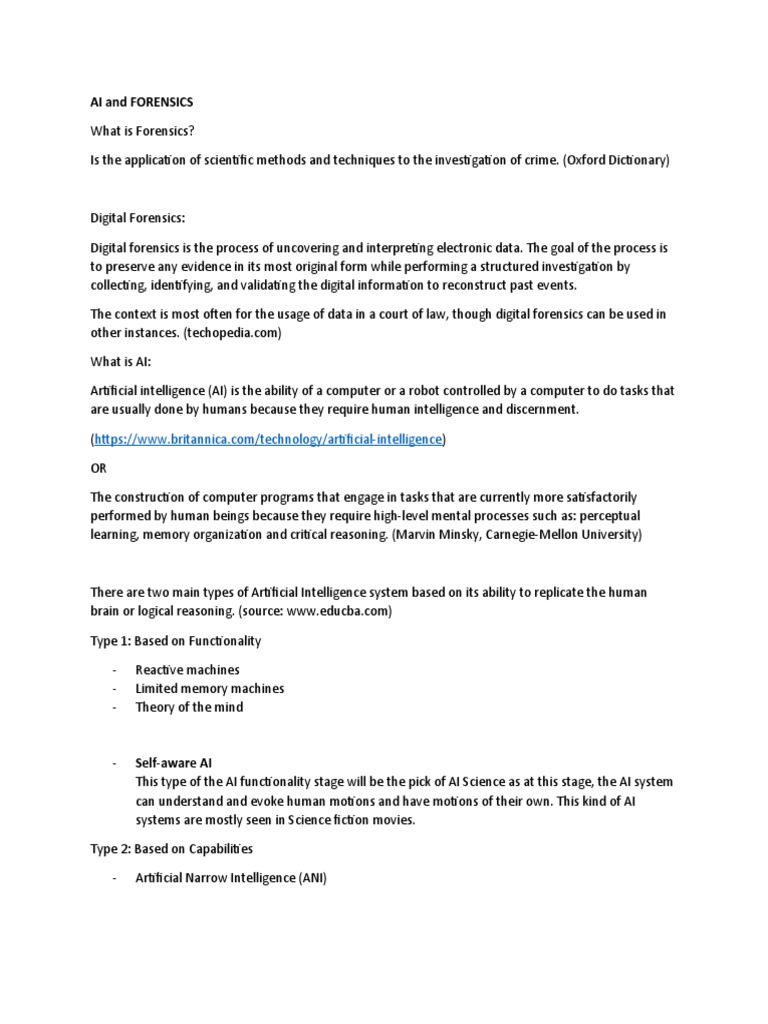 Ai And Forensics Pdf Artificial Intelligence Intelligence Ai