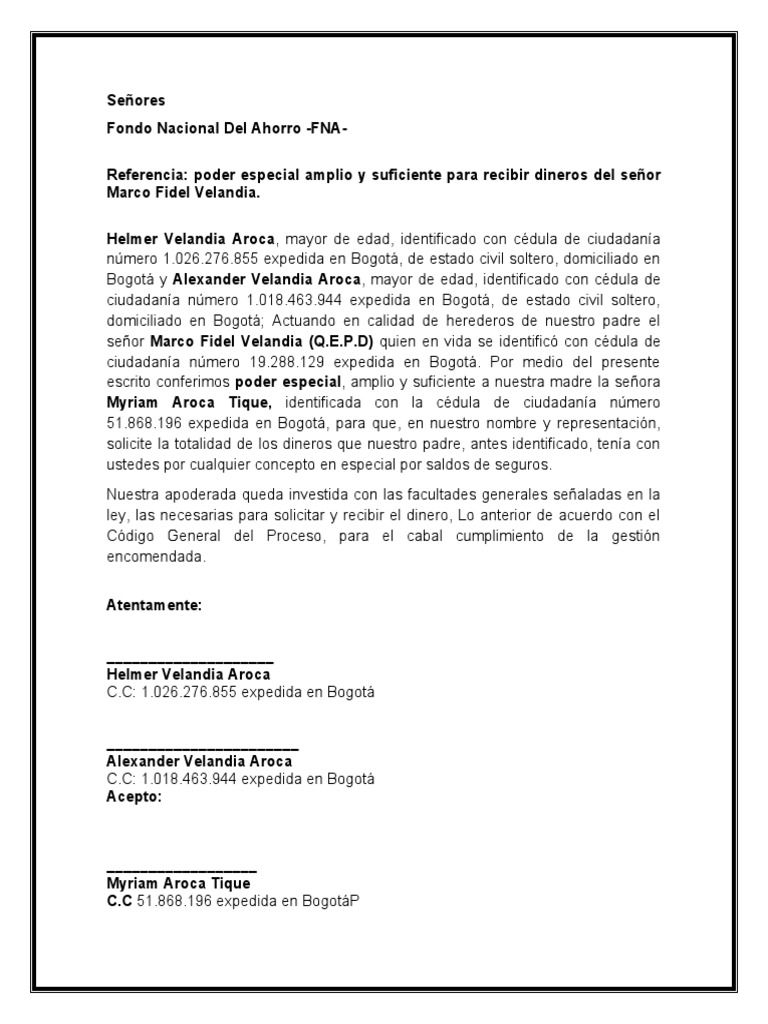 poder para retirar dineros de q.e.p.d.docx PDF