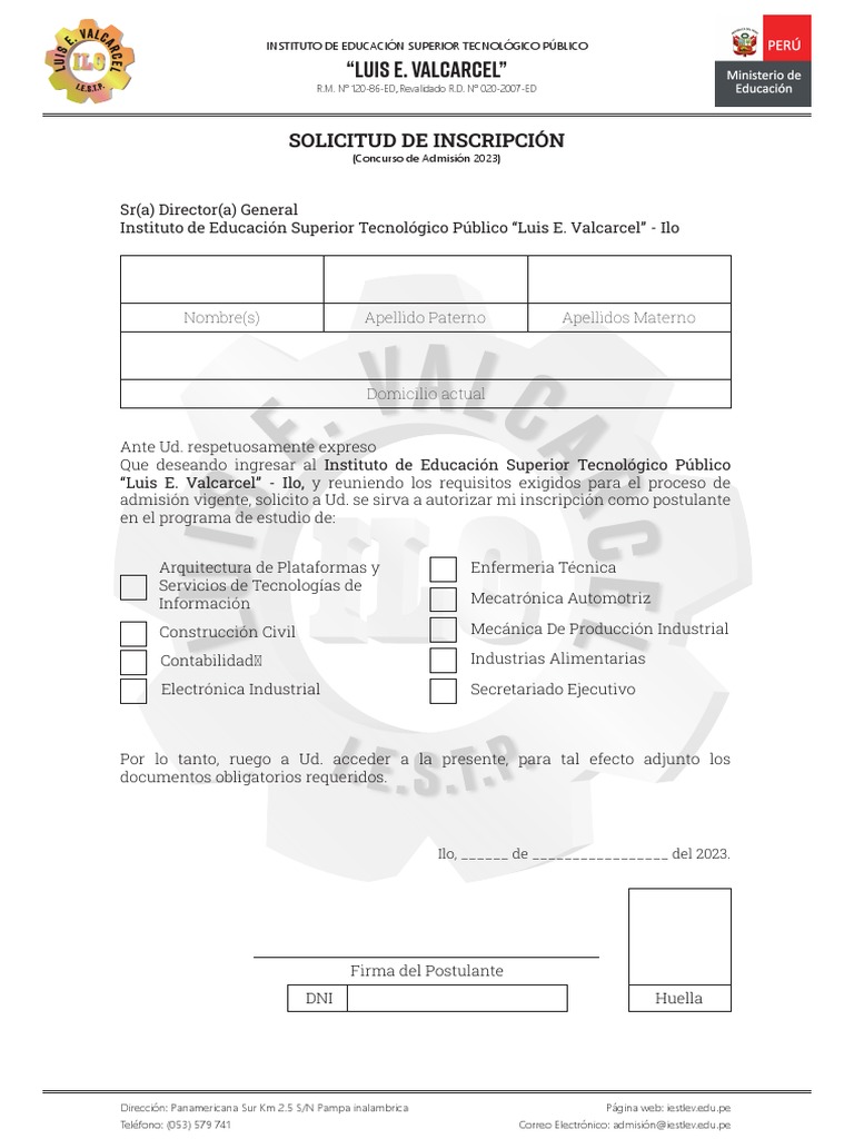 Ficha Y Solicitud De Inscripcion Pdf Pdf