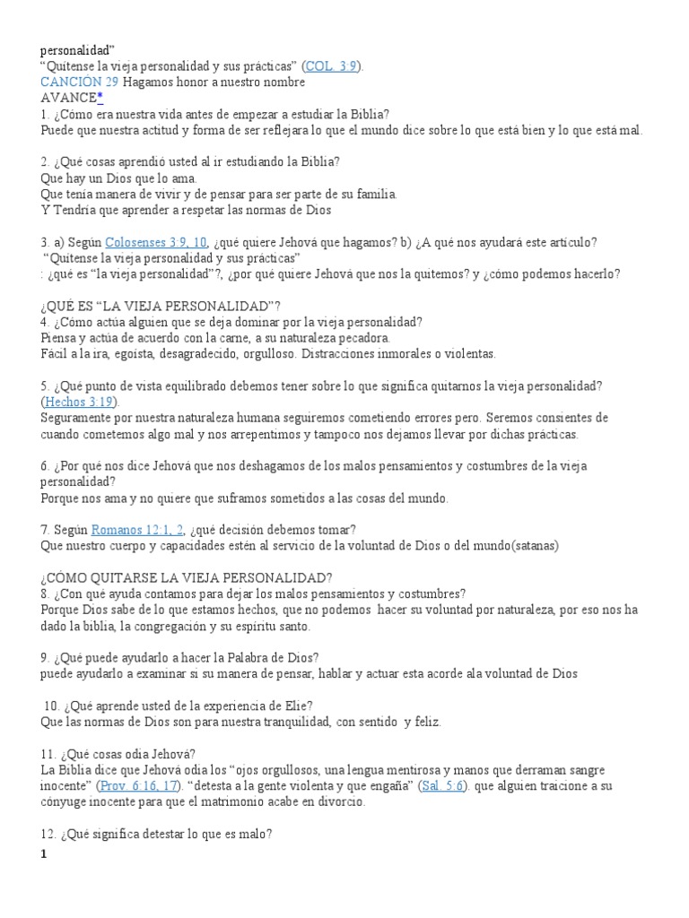 Estudio de Reuniones JW PDF Oración Dios