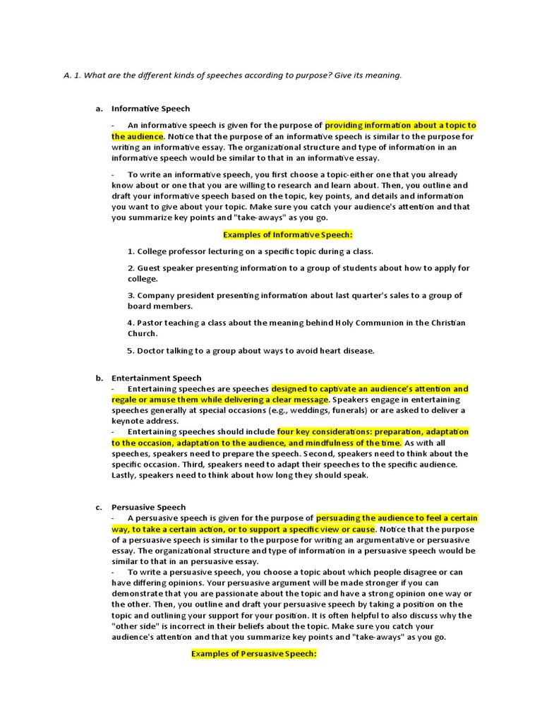 Types of Speeches in Communication | PDF | Rhetoric | Public Speaking