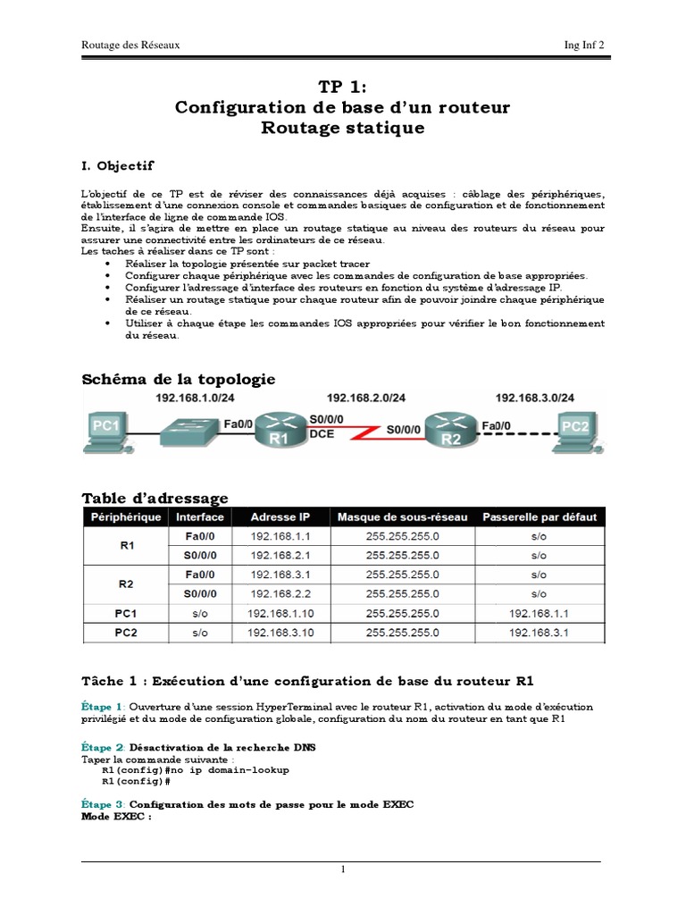 Configuration et routage des routeurs | PDF | Routage | Adresse IP