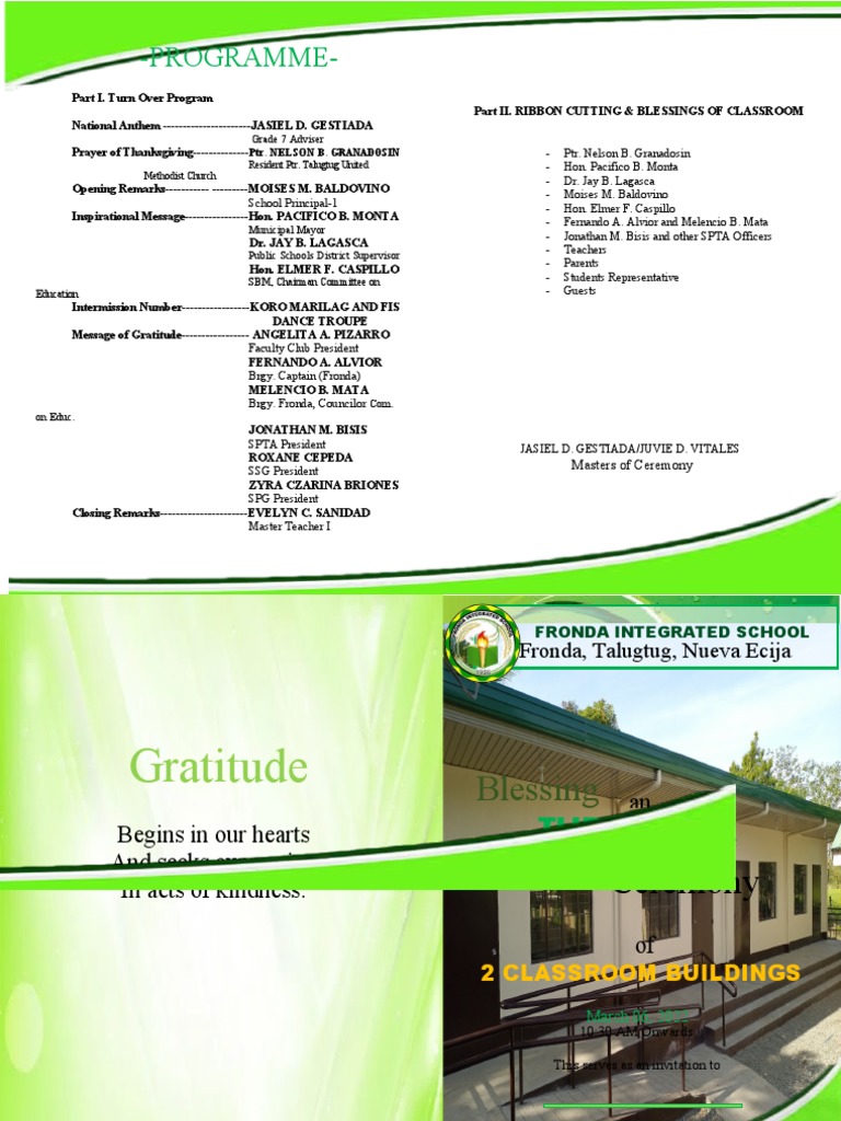 Classroom Blessing Ceremony Program | PDF | Psychological Concepts ...