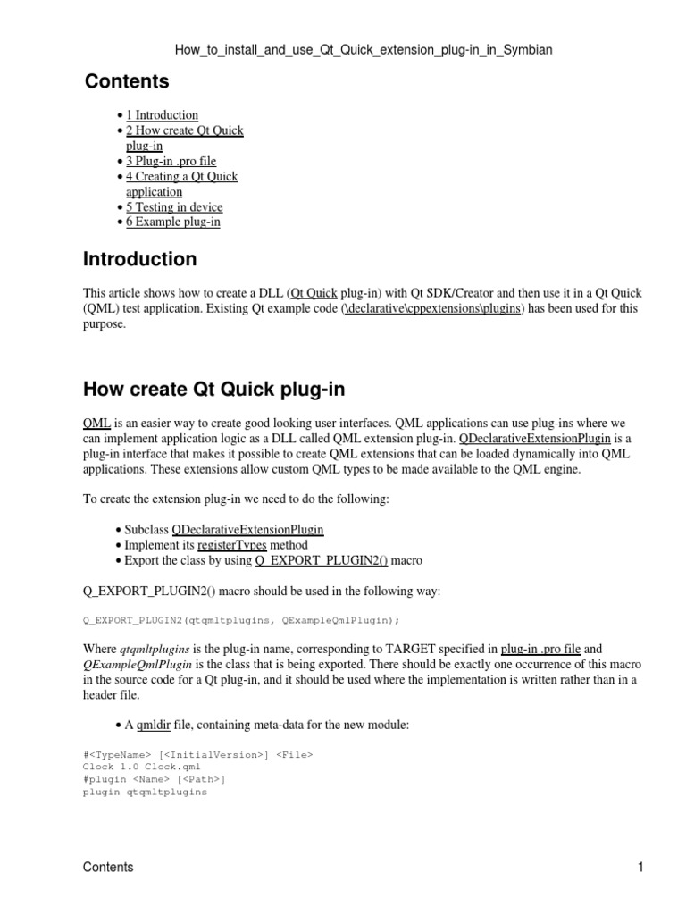 How To Install and Use QT Quick Extension PlugIn in Symbian PDF