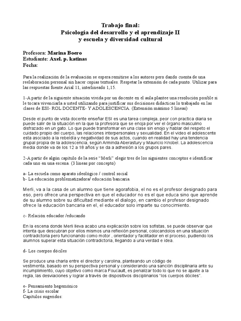 TP Final 1 | PDF | Maestros | Cognición