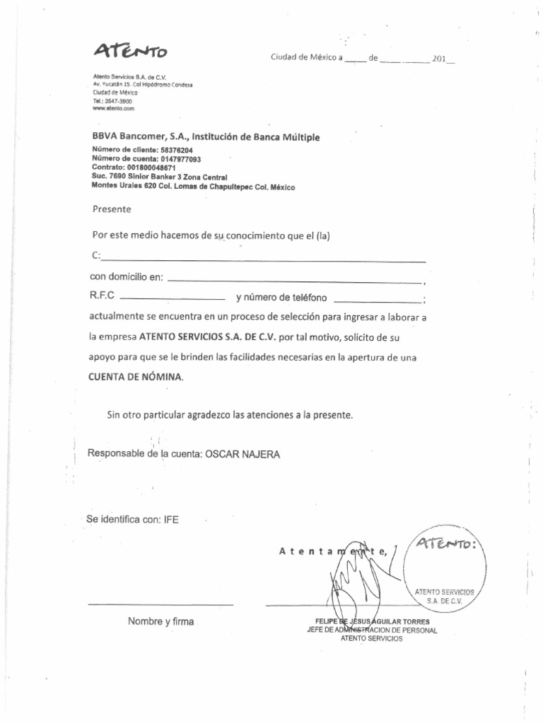 Carta bancomer pdf